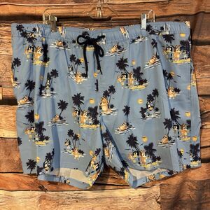 Bluey Men's XXL Tropical Swim Trunks Suit Beach Board Shorts Bluey & Bingo